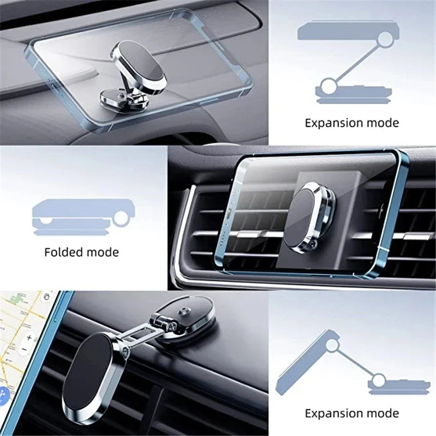 VIKEFON 1080° Rotation Foldable Car Magnetic Phone Holder Universal Air Vent Mount GPS for Iphone Samsung in Car Phone Stand