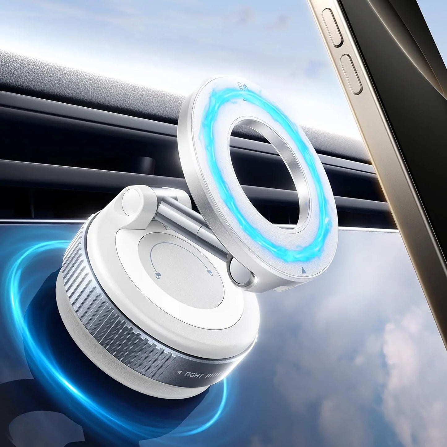 Super Strong N52 Magnetic Phone Holder, Upgraded ABS, 360° Rotatable and Foldable Design, with a Vacuum Suction Cup - Perfect Fo