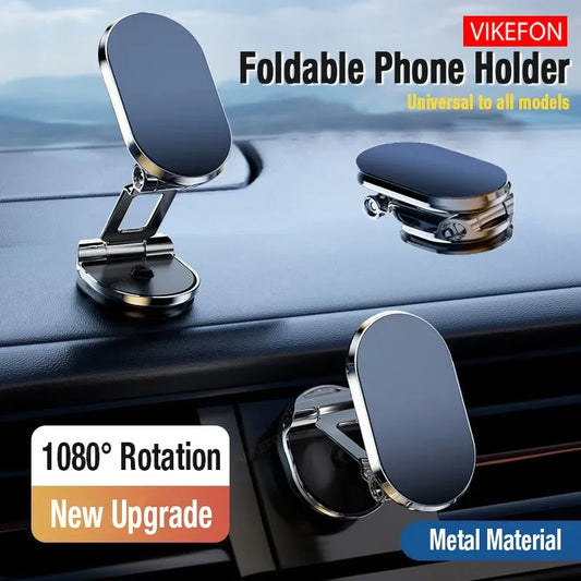 VIKEFON 1080° Rotation Foldable Car Magnetic Phone Holder Universal Air Vent Mount GPS for Iphone Samsung in Car Phone Stand